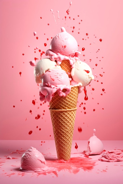 Ice cream cone is a beautiful summer Generative AI