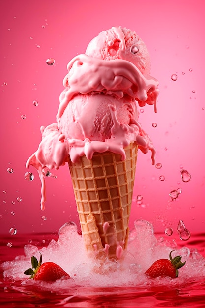 Ice cream cone is a beautiful summer Generative AI