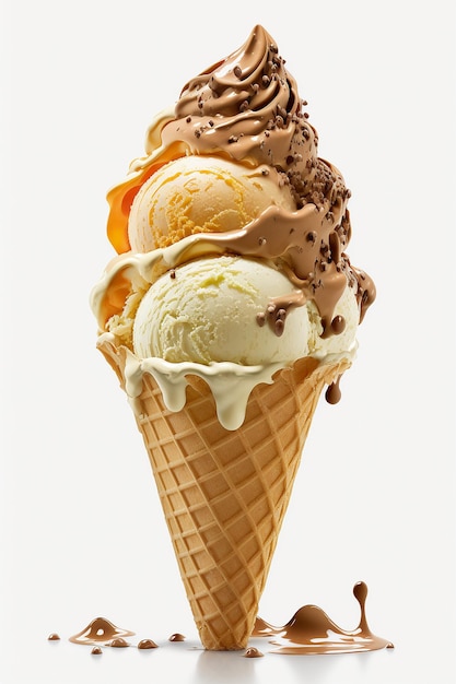 Ice cream cone isolate on white background Generative AI