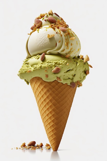 Photo ice cream cone isolate on white background generative ai