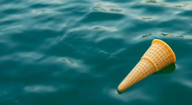 海の真ん中のアイスクリームコーン