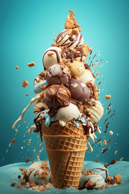 Ice cream cone in pastel colors generative ai