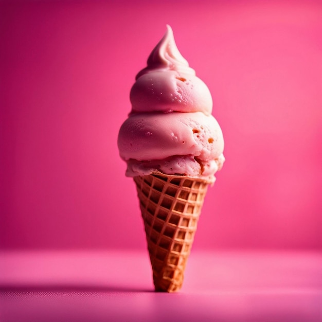 ice cream cone on a pink background