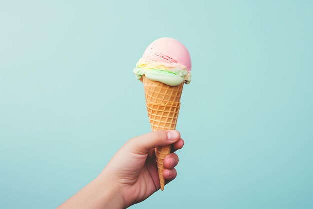 Photo ice cream cone on a plain background