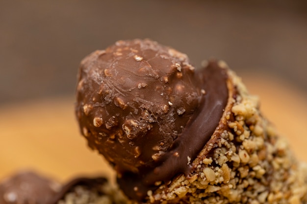 Ice cream cone stuffed with dulce de leche chocolate brigadeiro