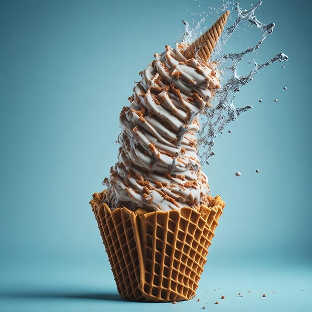 Ice cream cone in a waffle cup with sprinkle on isolated background