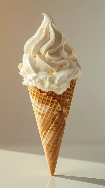 白い背景のアイスクリームコーン 生成的なAIイラスト