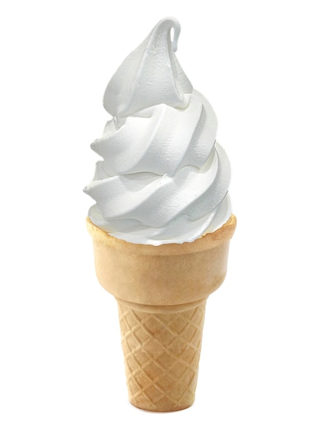 Ice cream in the cone on white background