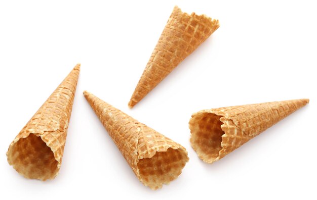 Ice cream cone over white background