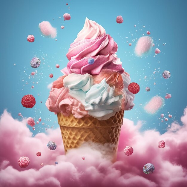 Premium AI Image an ice cream cone with berries and the words ice cream on it