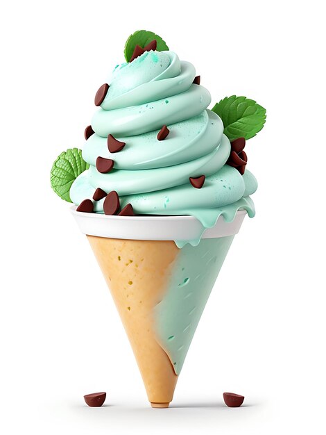 A ice cream cone with chocolate chips on it AI GENERATED