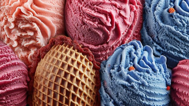 Ice cream cone with a colorful ice