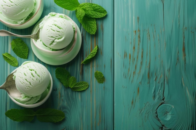 Foto cono di gelato con palline di gelato di diversi sapori