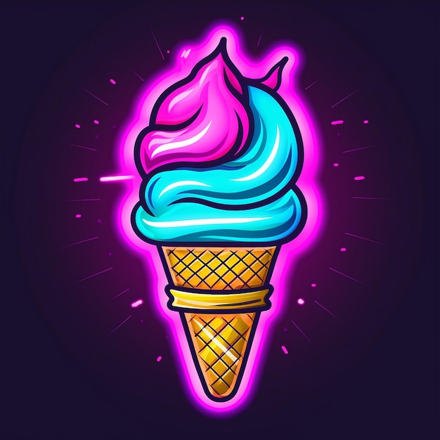 an ice cream cone with a purple background.