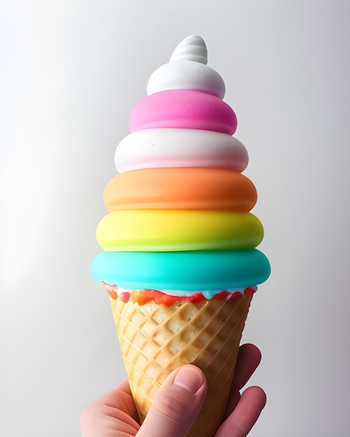 Ice Cream Cone with Rainbow Colors