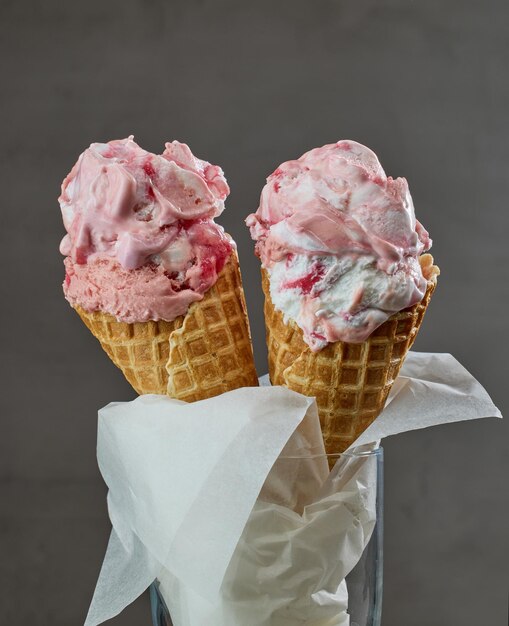 Ice cream cones in a glass