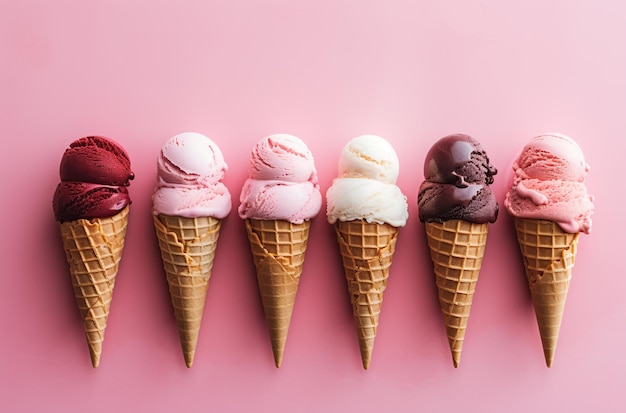 Ice cream cones minimal color background