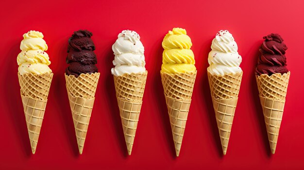 Ice cream cones minimal color background