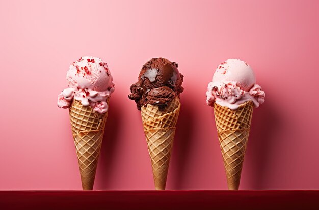 Ice cream cones minimal isolated color background