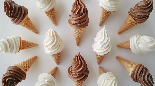 A ice cream cones in various flavors AI generate illustration