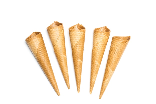 Ice cream cones on a white background