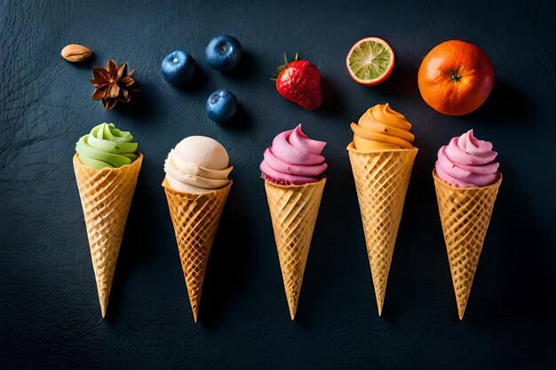 ice cream cones with different colors of the same color as the ones