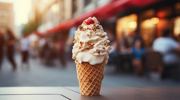 Photo ice cream in a container