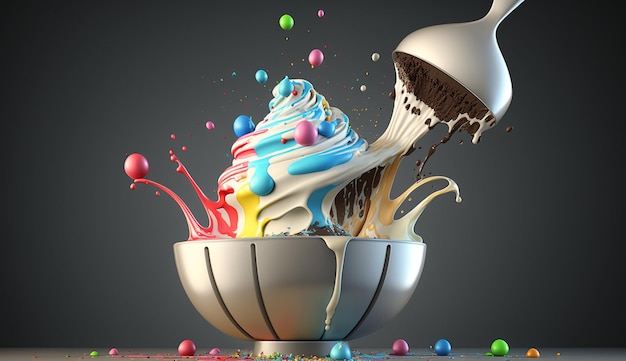 Ice cream cup cake recipe kawaii vanilla illustration image AI generated art