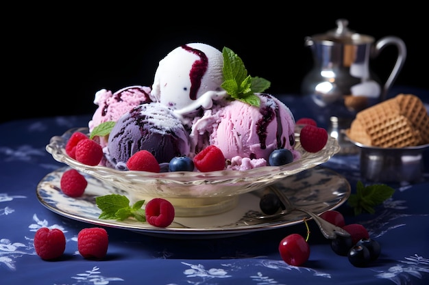 Ice Cream Cup On Ceramic Plate