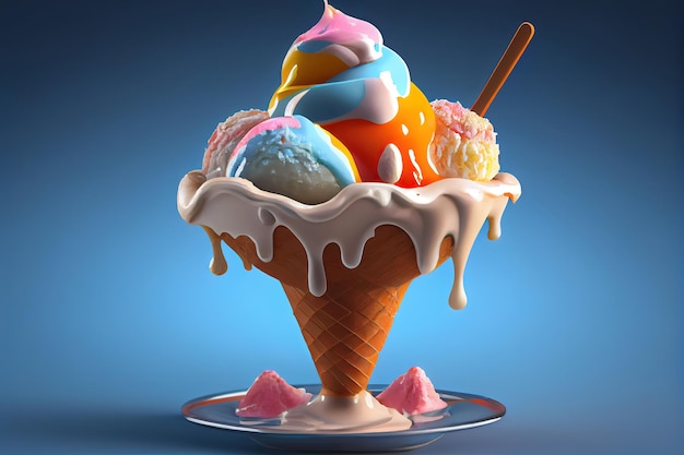 Десерт из мороженого Generative Ai