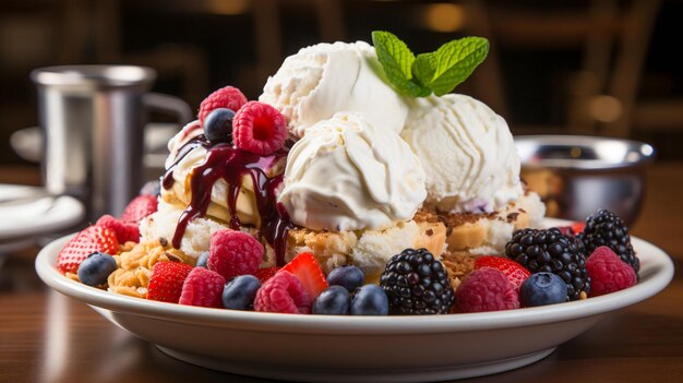 Ice Cream Dessert with Fresh Fruit