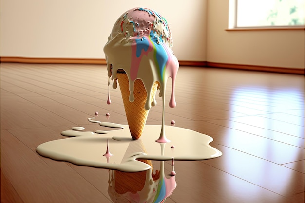 Ice cream drop on floor Made by AIArtificial intelligence