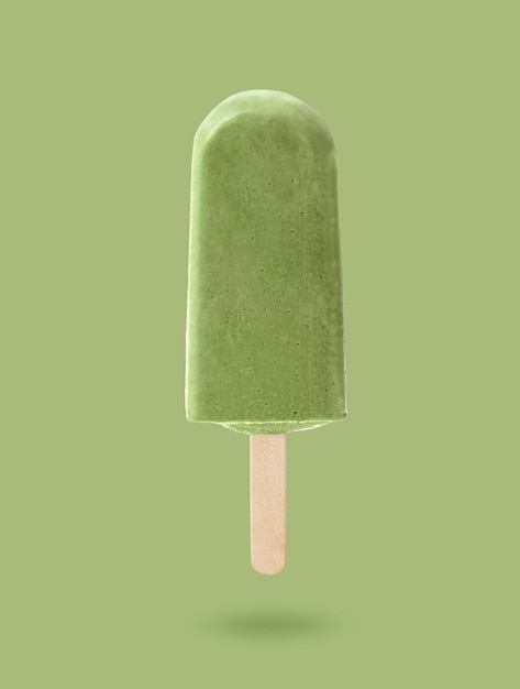 Ice cream on green background