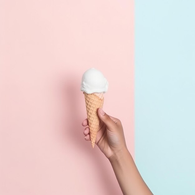 Photo ice cream in hand illustration ai generativexd