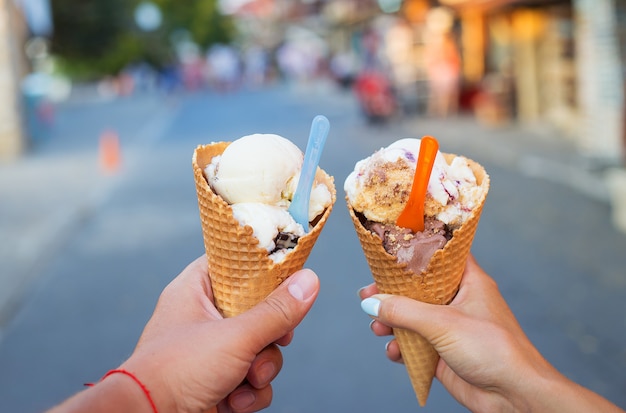 ice cream in hands