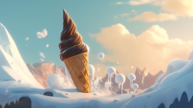 Ice cream on the icy mountain