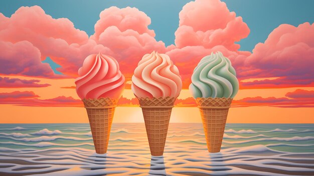 사진 아이스크림 일러스트레이션 배경 디자인 여름의 진동 얼음 시원