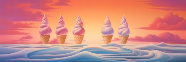 Photo ice cream illustration background design summer vibes ice cool