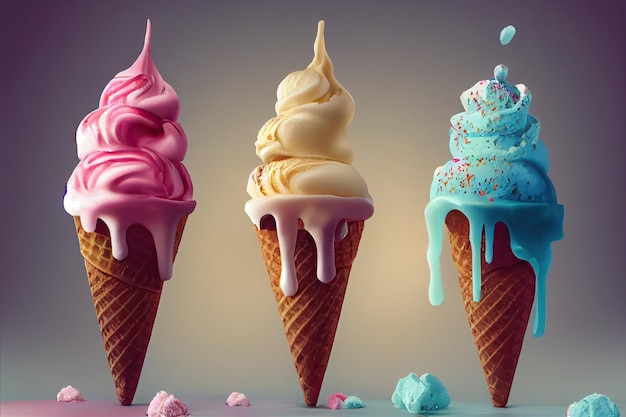 Ice Cream Illustration Background Generative AI