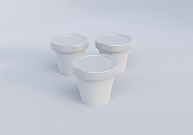 Изображение макета упаковки банки для мороженого на белом фоне