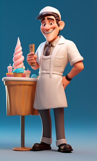 ice cream man cartoon 3d character