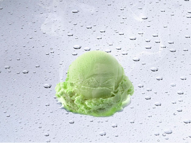 Ice cream melting on Drop of water background