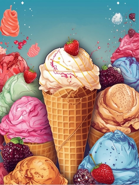 Ice cream menu poster design