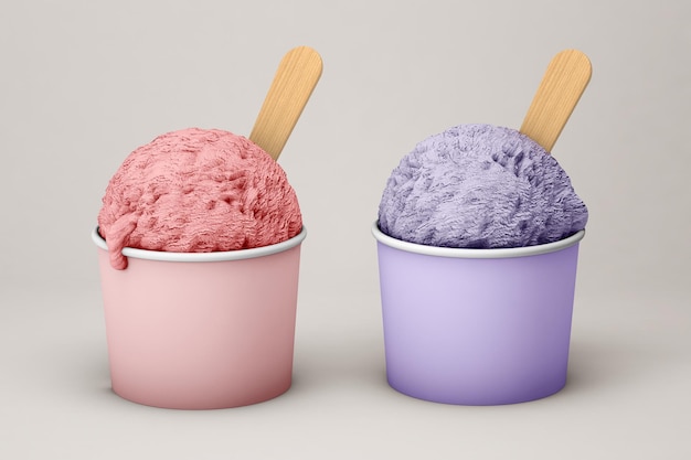 Ice cream mockup isolated on soft color background