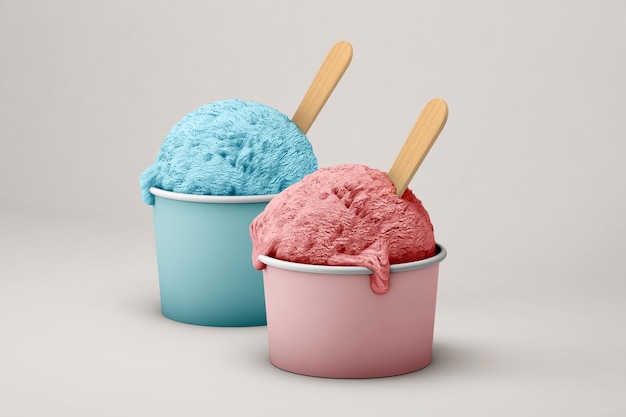 Ice cream mockup isolated on soft color background