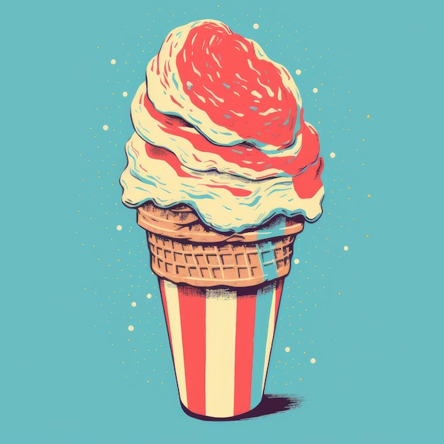 Photo ice cream in retro style generative ai