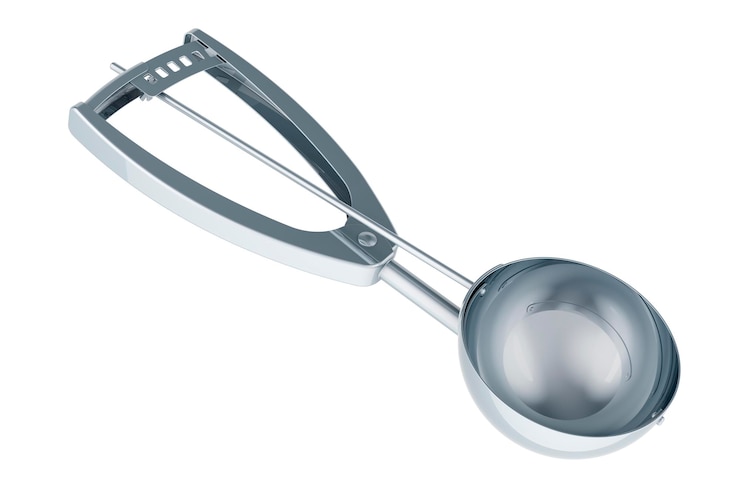 Photo ice cream scoop with trigger lever 3d rendering isolated on white background