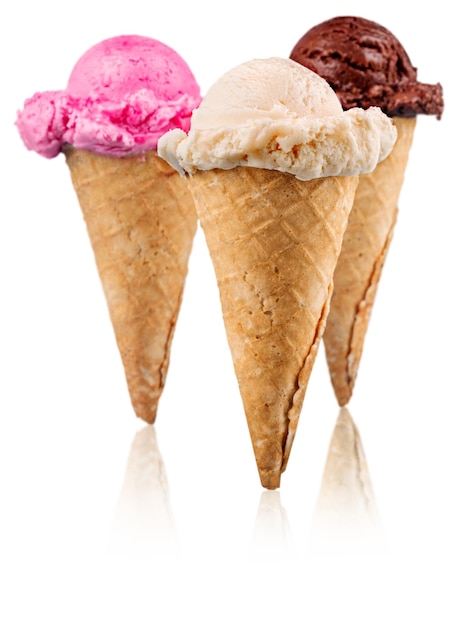 Ice cream scoops isolated delicious dessert refreshment sweet