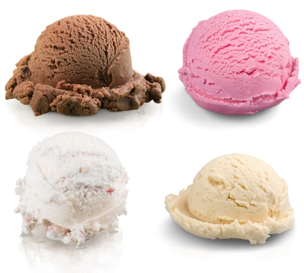 Ice cream scoops isolated on white