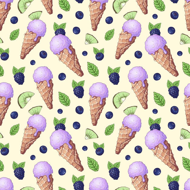 Ice cream seamless pattern digital paper